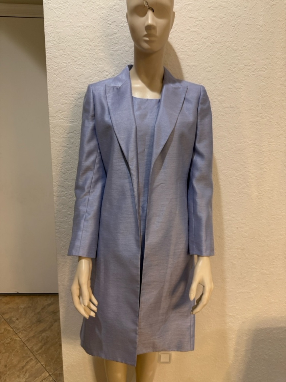 Le Suit Light Blue Longline Trench Coat (Preowned)